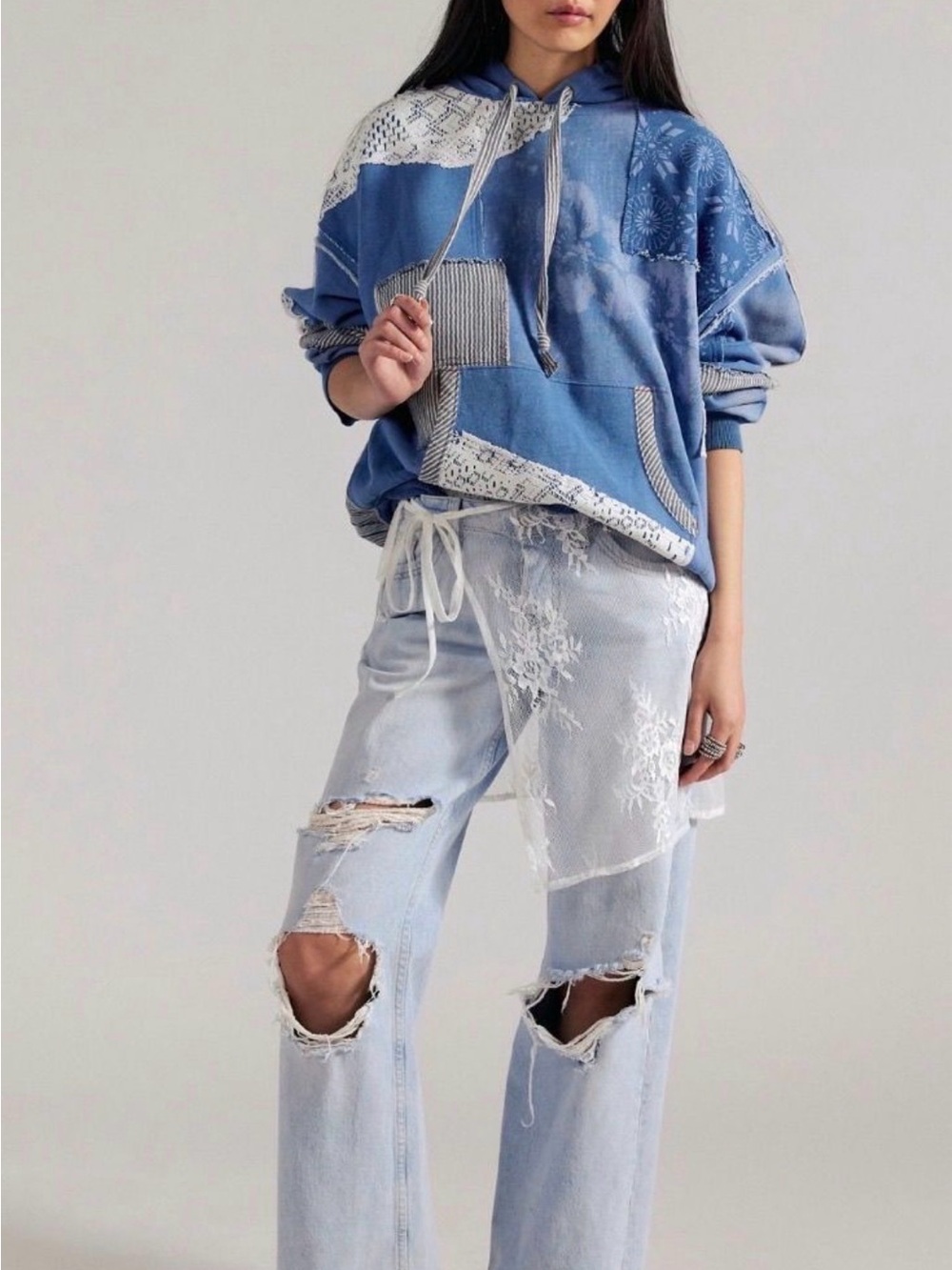 NWT We the Free Tattered Romance Hoodie XS - Picture 3 of 3